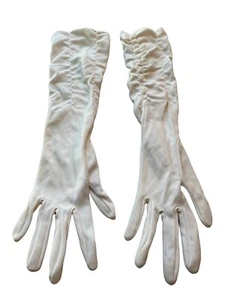 Vintage Ladies Gloves Small Mid Length Dress Opera Princess Scrunch Top - Picture 1 of 6