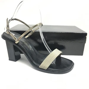 NEW Yves Saint Laurent Sandals Heels Shoes Women's Size 9 Silver Leather Strappy - Picture 1 of 10