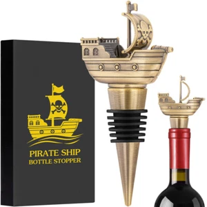 Barco Pirata Tapón de Vino Buque de Guerra Acorazado Metal Ahorrador de Botella Accesorio Regalo - Imagen 1 de 16