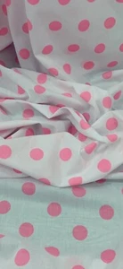 Tela blanca rosa lunares polietileno algodón 45"" PRECIO POR METRO - Imagen 1 de 2