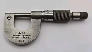 Early Antique Brown & Sharpe Mfg No. 4 Micrometer 1/100mm Beautiful Rare - Picture 1 of 10