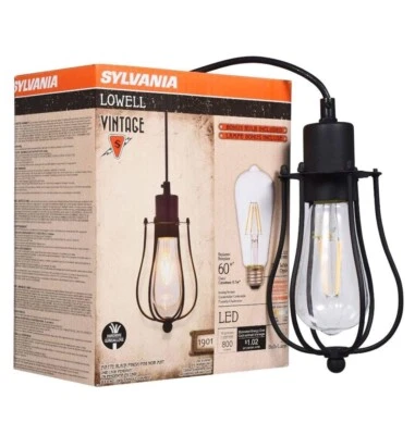 Luminária pendente Sylvania Lowell vintage LED regulável gaiola com lâmpada - Imagem 1 de 4