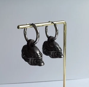 Aliens Xenomorph Horror Sci Fi Movie Hoop Earrings, Black, Stainless Steel - Picture 1 of 2
