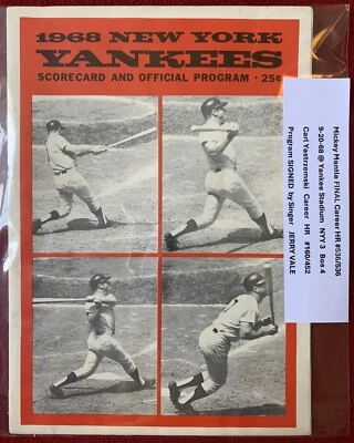 1968 MICKEY Mantle LAST HR #536 NY Yankees baseball Program SIGNED Jerry VALE  1 - Image 1 of 4