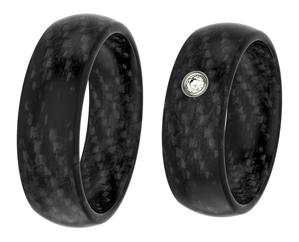 Ring Partnerringe Verlobungsringe Ehering Carbon + Diamant +Garantie od Zirkonia - Bild 1 von 4