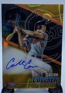 Colton Cowser 2021 Bowman's Best RC Gold Lava REFRACTOR AUTO Auto # /75 Orioles - Picture 1 of 3