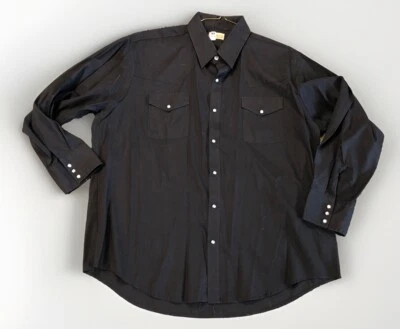 Vtg Sierra Ridge Men's Western Pearl Snap Shirt Black USA Made Rockabilly 2XL - Image 1 of 4