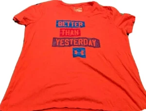 UNDER ARMOUR Girl's Pink V-Neck Short Sleeve Shirt. Size L - Picture 1 of 3