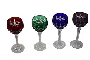 Ajka Arabella Bohemian Crystal Wine Glasses 8.25"H Lot of 4 - Picture 1 of 8