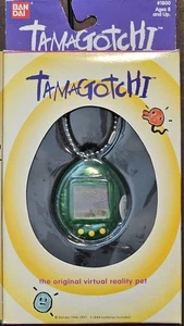 Vintage 1996-97 Original #1800 Tamagotchi Green Gen 1 In Box Has Pull Tab  - Picture 1 of 4