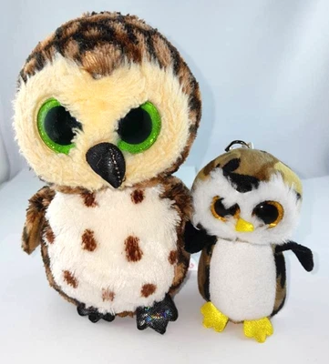 2 Ty Boos / Silk  Plüschtier Schlüsselanhänger Eulen Sammy Owliver - Bild 1 von 4