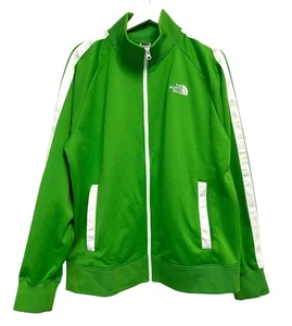 The North Face Track Jacket Mens Large Green White Stripe Full Zip Stand Collar - Picture 1 of 12