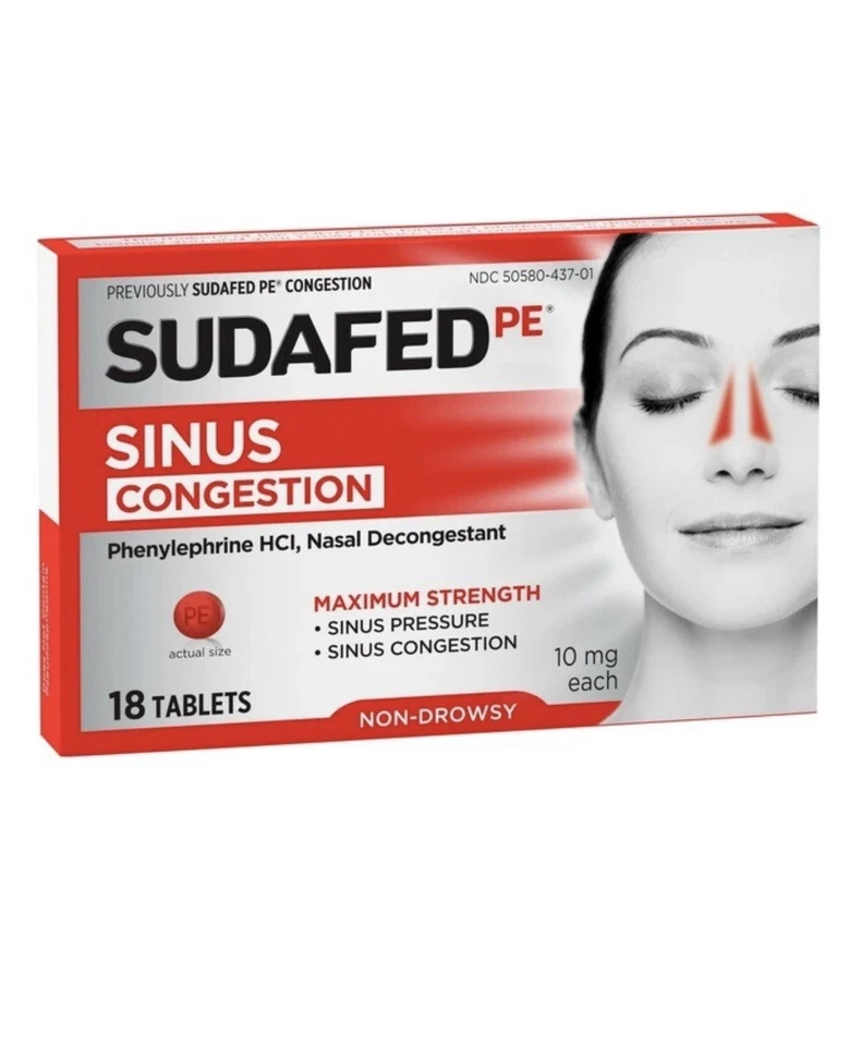 Sudafed PE Comprimidos para Congestión 18ct Foto 1 de 1