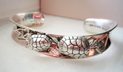 Barry Kieselstein Cord Sterling Silver Two Turtle 7" fit Cuff  Bracelet Gift Box - Image 1 of 4