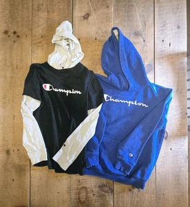 Youth Champion Large Sweatshirt Lot of 2 Regular hoodie and a light weight - Picture 1 of 9