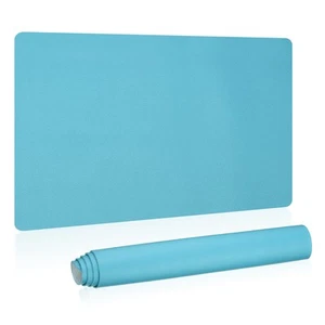24"x13" Large Desk Mat, PU Leather Dual Side Large Desk Pad, Blue - Afbeelding 1 van 6