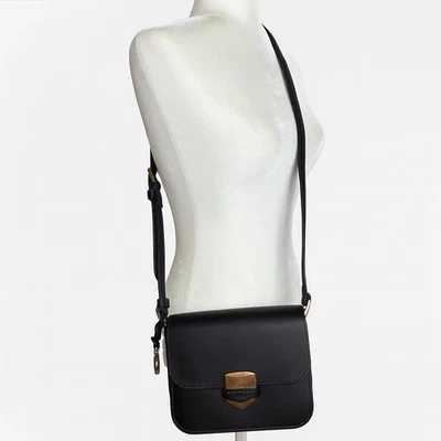 Bolso Bandolera Fossil Lennox Solapa Cuero Negro Nuevo con Etiquetas Herrajes Dorados Clásico Elegante Foto 1 de 4