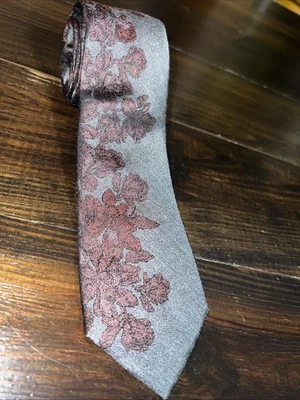 Corbata de seda Joseph Abboud gris granate para hombre Foto 1 de 4