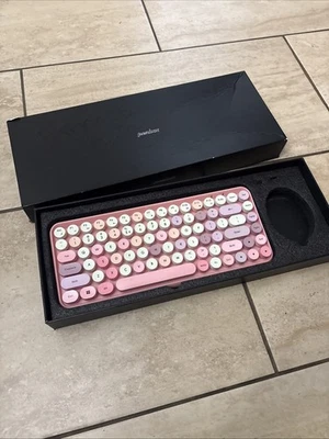 Perixx PERIDUO-713 Wireless Mini Keyboard & Mouse|Retro|Pink|12.5x5.4x1.1” - Image 1 of 4