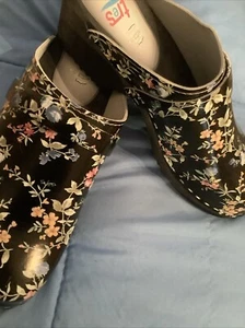 Neu! Damen-Leder-Clogs Schwarz Bunt Größe 41 - Bild 1 von 6