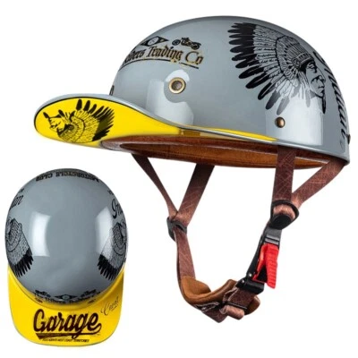 DOT Retro Baseball Cap Motorcycle Half Helmet Open Scooter Motorcycle Helmet Foto 1 de 4