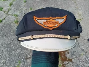 Harley-Davidson Used Vintage 50's Style Cotton Hat Rare Size Large Black Patch - Bild 1 von 13