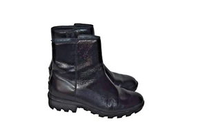 Sorel Phoenix Black Zip Patent Leather Boot Woman Size 8 - Picture 1 of 6