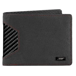 Alcantara & Real Carbon Fiber Bi-Fold Wallet (Red Stitching) - Picture 1 of 3
