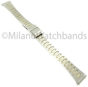 12-16mm Gilden Two Tone Fold Over Buckle Stainless Steel Ladies Watch Band 1026 - Picture 1 of 3