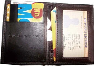 Nuevo Slim Compact Business 4 Tarjeta de Crédito 2 ID Nuevo Cremallera Marrón Cambio Monedero #9ZCC - Imagen 1 de 12