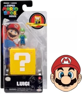 THE SUPER MARIO BROS. MOVIE 1.25 inch Mini Figure with Question Block (Luigi) - Picture 1 of 1