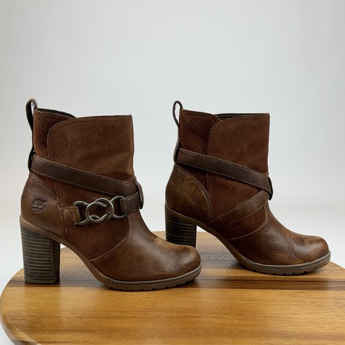 Stivali donna Timberland Dennett fibbia pelle marrone tacco medio misura 6 5 M