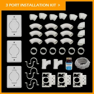 NEW!!  Central Vacuum 3 White Port Inlet Installation Kit-EASY to INSTALL !!!!!! - Picture 1 of 1