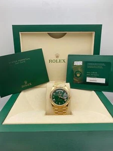 Rolex Day Date 228238 President 40mm 18K Yellow Gold Green Dial Box Papers - Picture 1 of 8