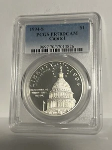1994-S Capitol $1 Commemorative Silver Coin PCGS PR70DCAM Bicentennial - Picture 1 of 2