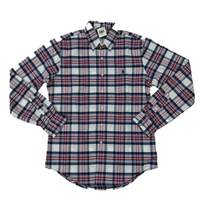 Camisa Polo Ralph Lauren Manga Larga a Cuadros Abotonada - Blanca/Azul Marino/Roja - Talla: S - Imagen 1 de 3