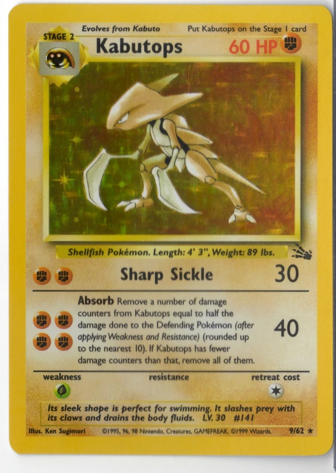 Kabutops 9/62 Fossil Holo