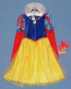 DISNEY SNOW WHITE COSTUME DRESS-GIRLS 7-8-RED CAPE-TIARA-HAIR BOW-FIGURINE-LOT-4 - Picture 1 of 14