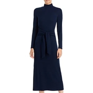 AQUA Mock Neck Long Sleeved Ribbed Dress, Tie. Excellent Condition! M - Picture 1 of 1