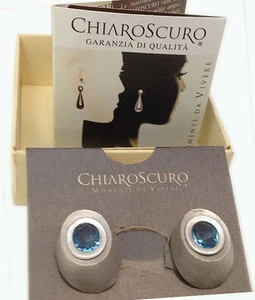 ORECCHINI CHIARO SCURO GIOIELLI AZZURRO ARGENTO 925 EARINGS SILVER NUOVO - Picture 1 of 1
