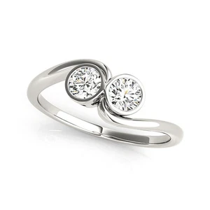1/2 Carat Duo Round Diamond Infinity Bezel Promise Ring - Picture 1 of 3