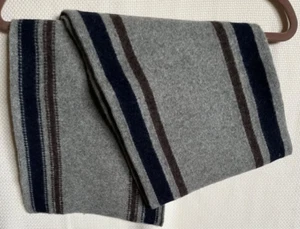 Coach densely knit gray lambs wool striped scarf - Picture 1 of 3