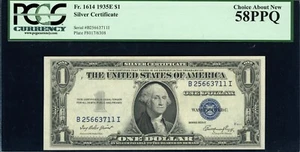 1935 E $1 Silver Certificate Note PCGS Choice AU 58PPQ - Picture 1 of 2