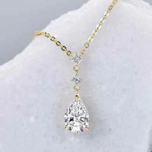 2ct Lab Created Necklace VS1 D Colour Excellent Cut 18K Gold Diamond Test Pass - Picture 1 of 6