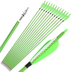 30" Carbon Arrows Archery SP500 4" Feather Compoundbow Recurve Bow Tips Hunting - Picture 1 of 26