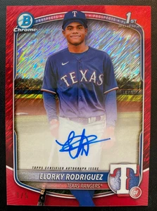 2025 Bowman Chrome Prospect Auto ELORKY RODRIGUEZ Red Shimmer Refractor /5 SSP - Picture 1 of 3