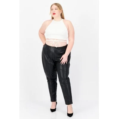 Pantalones de imitación de cuero para mujer Anne Klein 3x negros tiro alto tobillo nuevos con etiquetas Foto 1 de 4