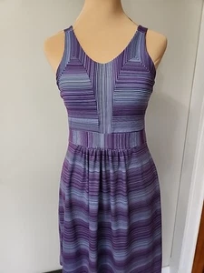 TEHĀMA Athletic Comfort Sun Dress Purple Stripe Stretch Built In Bra Tennis  - Picture 1 of 14