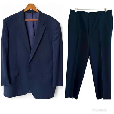 Brooks Brothers Brooksease Suit Set 44R 36x28 Navy Pinstripe Wool Heritage Vtg - Image 1 of 4