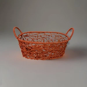 Vintage Rattan Wicker Basket Oval Orange 4” - Picture 1 of 2